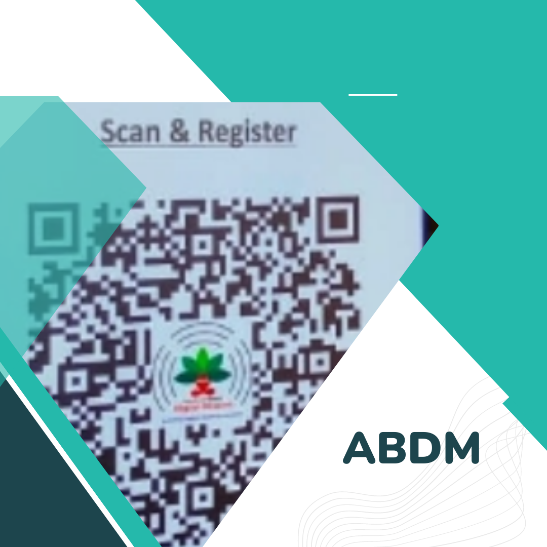 image with ayushman bharat QR code with text ABDM