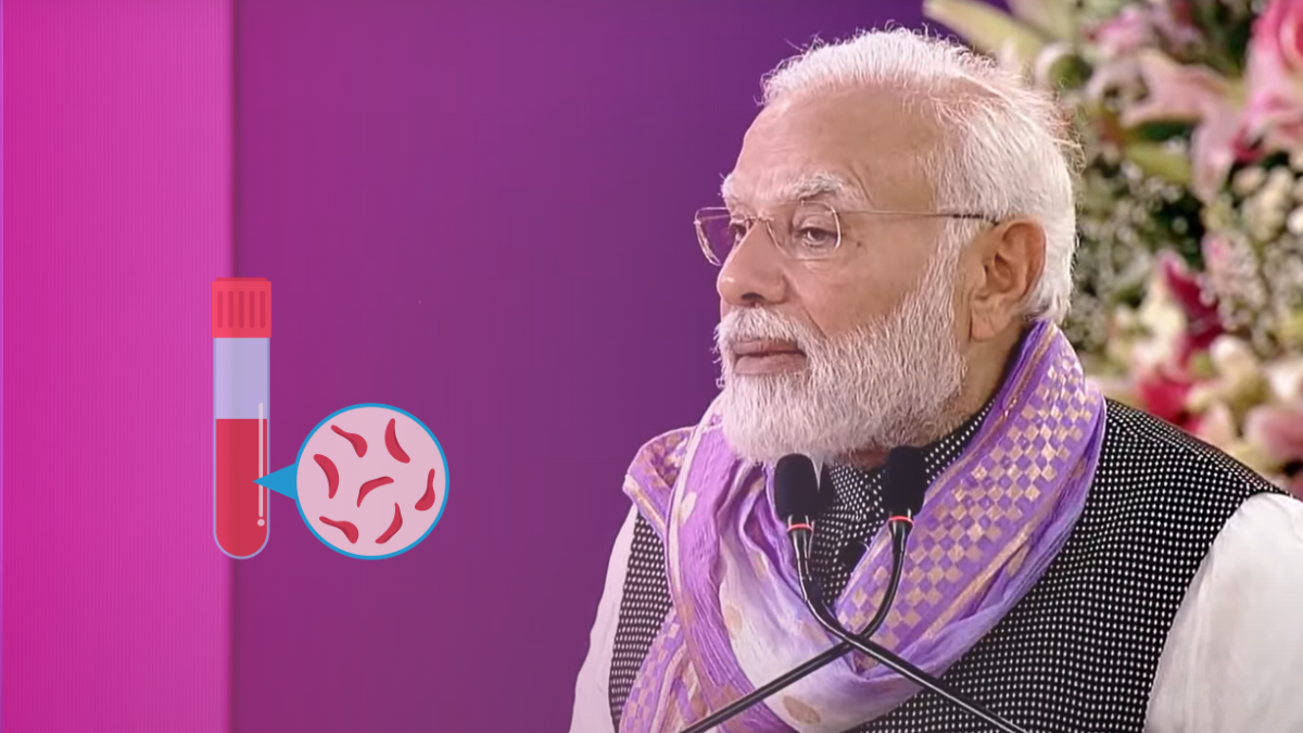 Shri Narendra Modi Photo and Sickle Cell Test Representational Picture